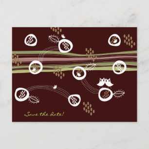 Carte postale Retro Owls Family Save the Date