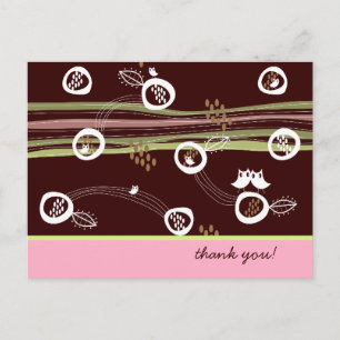 Carte Postale Retro Ows Famille Cute Whimsical Stripes Nest Fun