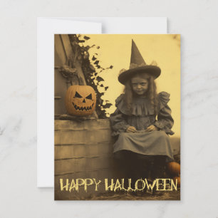 Carte Postale Retro Photographie éffrayant Halloween fille dépla