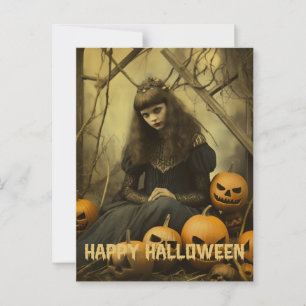 Carte Postale Retro Photographie Halloween mignonne mauvaise sor
