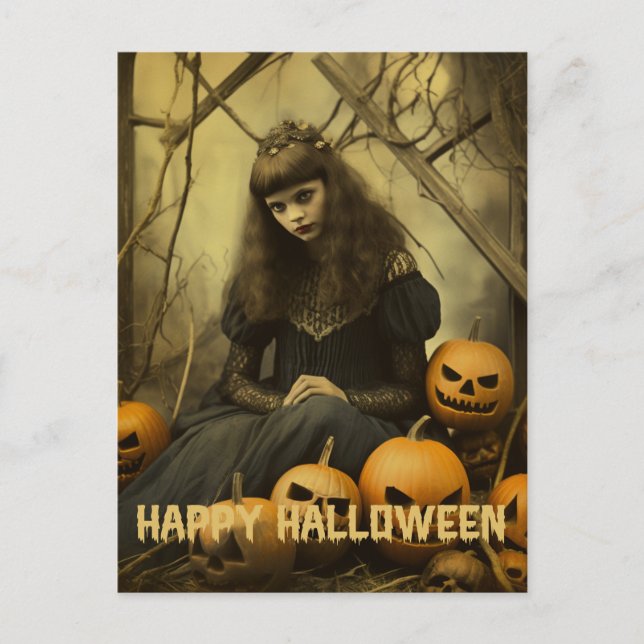 Carte Postale Retro Photographie Halloween mignonne mauvaise sor (Devant)