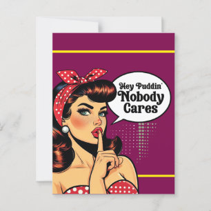 Carte Postale Rétro Pin-Up_ Salut Pudding