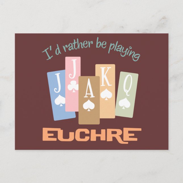 Carte Postale Retro Plutôt Jouer Euchre (Devant)