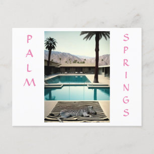 Carte Postale Retro Poolside Zebra Thème Fête Personnaliser