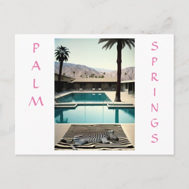 Carte Postale Retro Poolside Zebra Thème Fête Personnaliser (Devant)