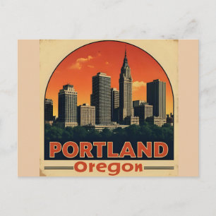 Carte Postale Rétro Portland Oregon Skyline Voyage Vintage