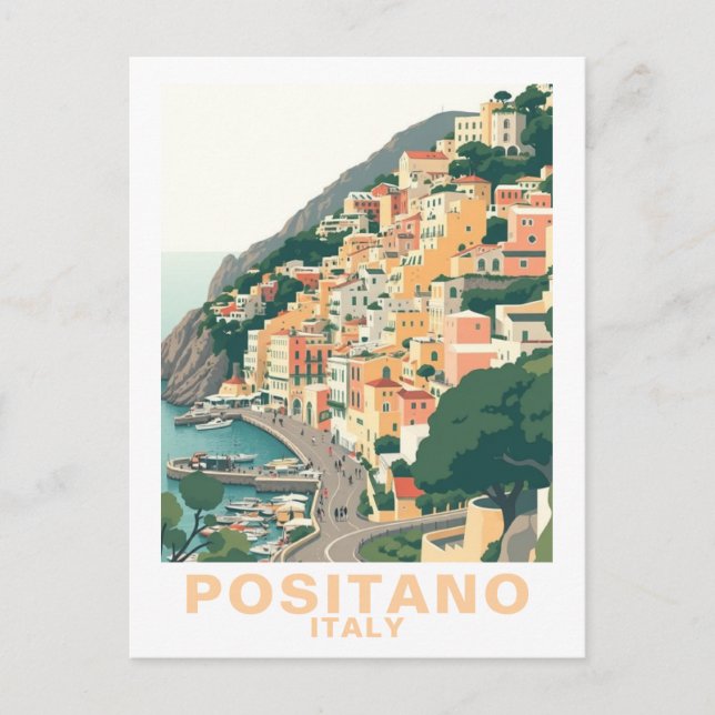 Carte Postale Retro Positano, Italy Europe Town (Devant)
