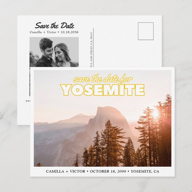 Carte postale rétro pour le mariage à Yosemite (Devant / Derrière)