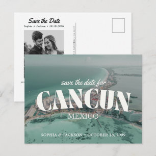 Carte postale rétro pour mariage à Cancun avec 'Sa