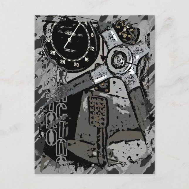Carte Postale Retro Racing - Gray Splatter (Devant)