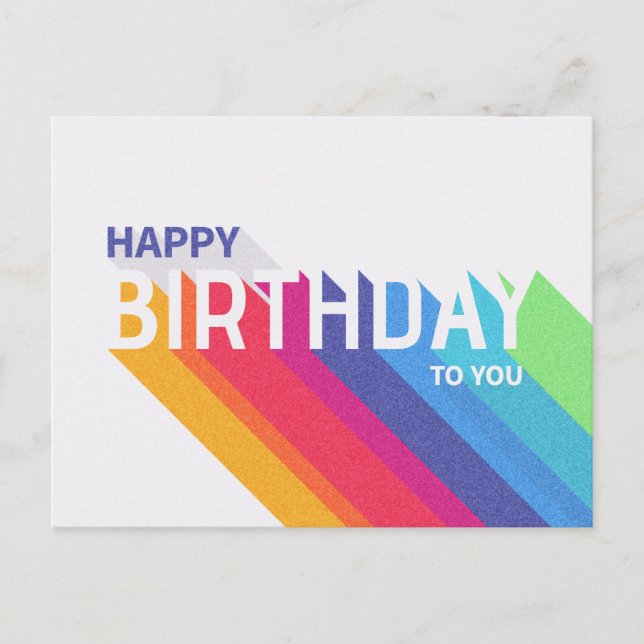 Carte postale Retro Rainbow Happy Birthday (Devant)