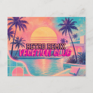 Carte Postale Retro Remix Neon Pastel Coucher de soleil tropic