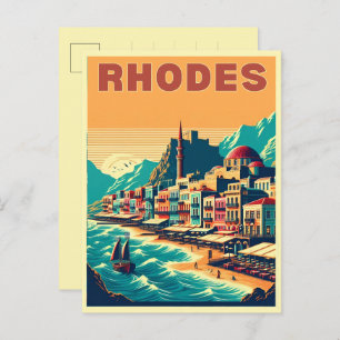 Carte Postale Retro Rhodes City - Grèce cadeaux de voyage
