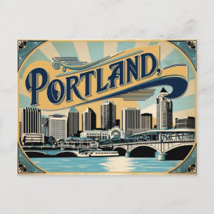 Carte Postale Retro Rose City Vintage Portland Charme
