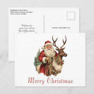 Carte Postale Retro Santa Classique Traditionnel Noël Fêtes