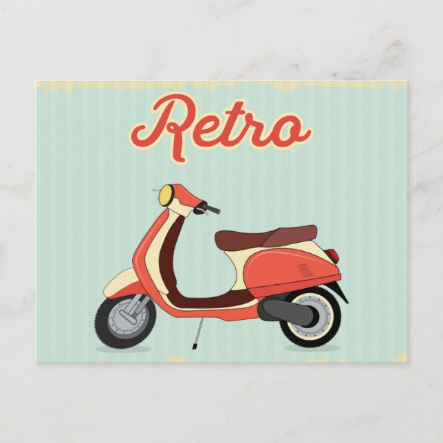 Carte Postale Retro Scooter bike vintage postcard (Devant)