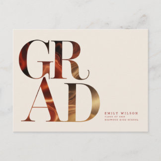 Carte Postale Retro Script High School Graduation Announcement