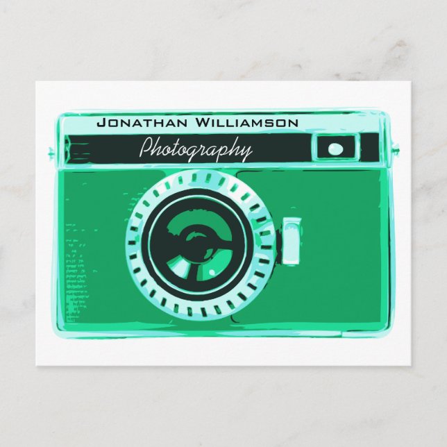 Carte Postale Retro Seafoam Green Camera Photographie Entreprise (Devant)