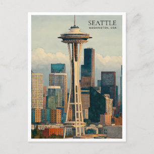Carte postale Retro Seattle Skyline