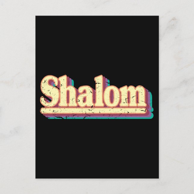 Carte Postale Retro Shalom Hebrew Peace & Harmony Cadeau juif (Devant)