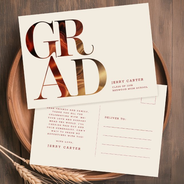 Carte Postale Rétro Simple Diplôme Lycée Remise des diplômes (Créateur téléchargé)