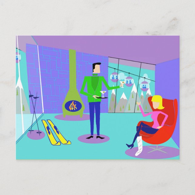 Carte postale Retro Ski Vacances (Devant)