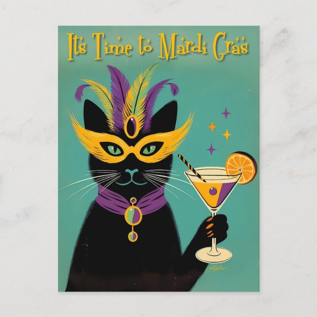 Carte Postale Rétro Sophisticats Il est temps pour le Martini de (Devant)
