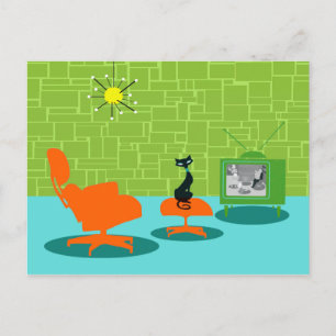 Carte Postale Rétro Space Age Kitty