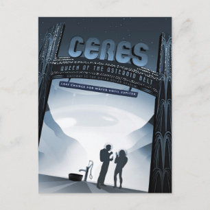 Carte Postale Retro Space Travel Poster-Nwarf Planet Ceres.