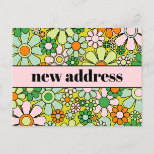 Carte Postale Retro Spring Floral Nouvelle adresse