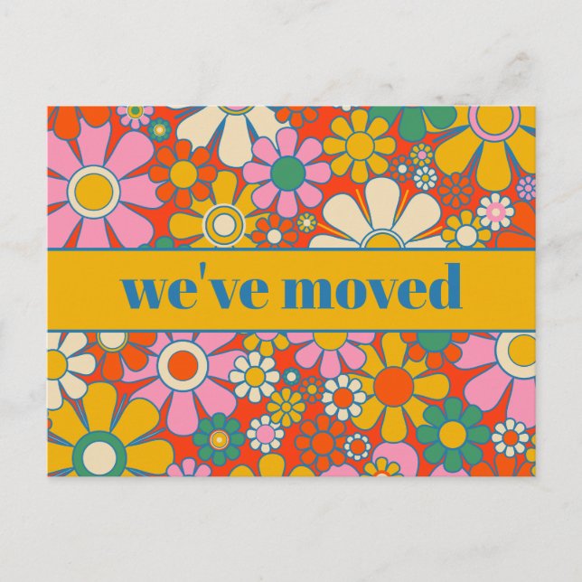 Carte Postale Retro Spring Floral Nouvelle adresse / Nous avons  (Devant)