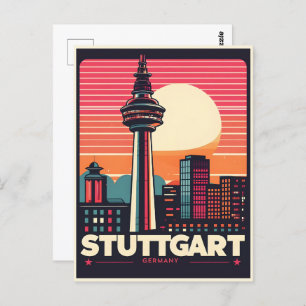 Carte Postale Retro Stuttgart TV Tower Fernsehturm cadeau allema