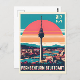 Carte Postale Retro Stuttgart TV Tower Fernsehturm cadeau allema