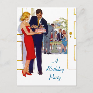 Carte Postale Retro Stylish Anniversaire Invitatio