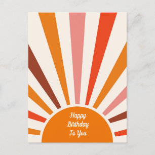 Carte Postale Retro Sun Rays Burset Orange Anniversaire