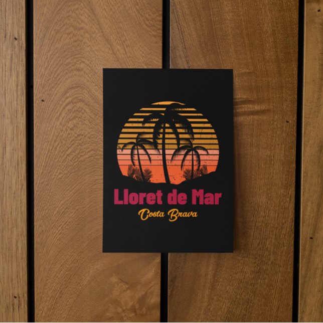 Carte Postale Retro Sunset Lloret de Mar Espagne Vacances (Retro Sunset Lloret de Mar Spain Vacation Postcard)