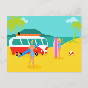 Carte postale Retro Surfer Couple