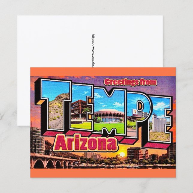 Carte postale rétro Tempe Arizona (Devant / Derrière)