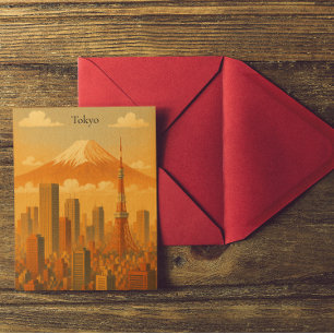 Carte Postale Retro Tokyo Artwork Vintage Japon Cityscape Travel