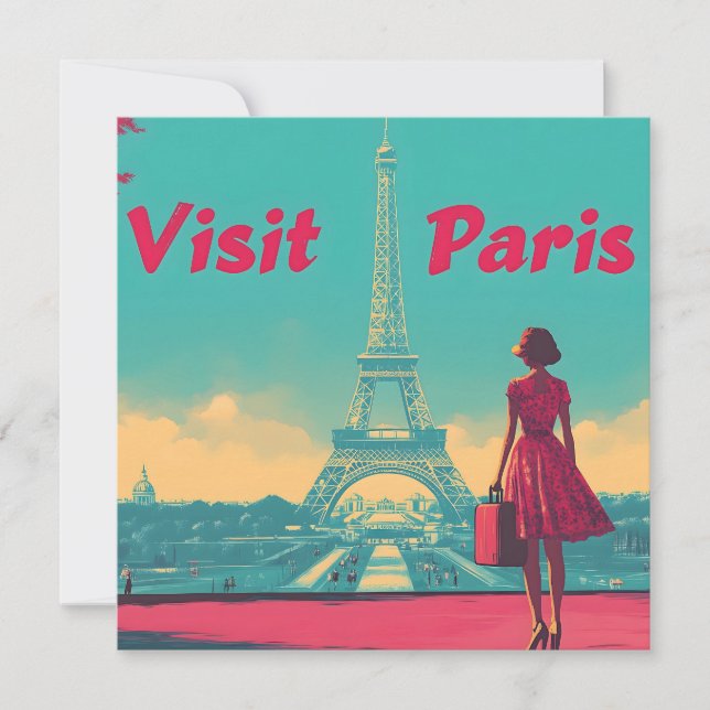 Carte postale Retro Tour Eiffel Illustration de vo (Devant)
