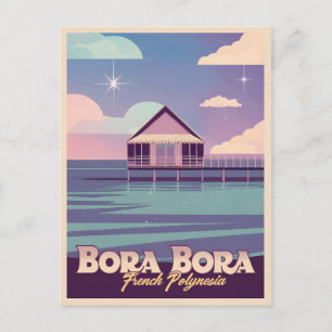 Carte Postale Retro Travel 80s Neon Bora Bora Polynésie français