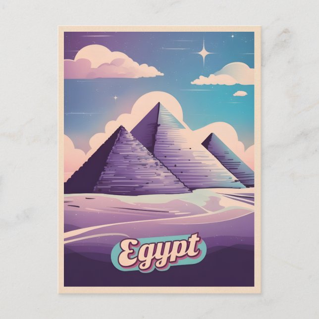 Carte Postale Retro Travel 80s Synthwave Ancienne Égypte Pyramid (Devant)