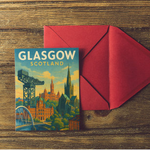 Carte Postale Retro Travel Glasgow Écosse