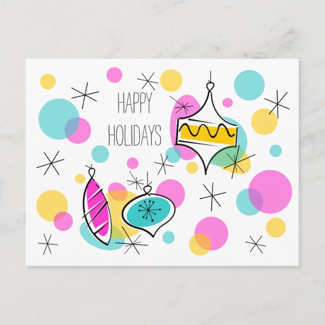 Carte postale Retro Tree Baubles Holidays (Devant)