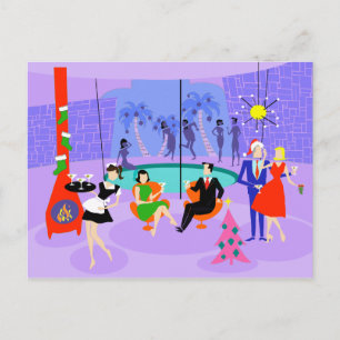 Carte postale Retro Tropical Christmas Party