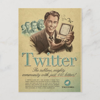 Carte Postale Retro Twitter Publicité sur les médias sociaux par