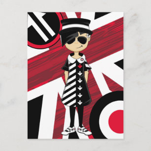 Carte Postale Retro Union Jack Mod Girl