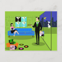 Carte postale Retro Urban Cartoon Couple