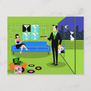 Carte postale Retro Urban Cartoon Couple