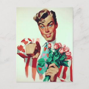 Carte Postale Retro Valentine Flirty Guy